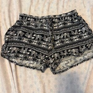 pink republic black and white elephant shorts